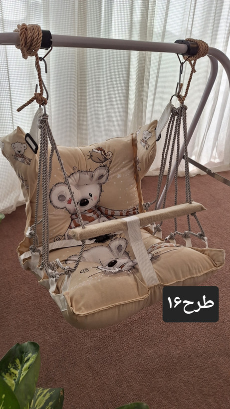 تاب ریلکسی کودک مخمل چاپی 12طناب کرم مدل خرس شال گردن (بدون پایه)