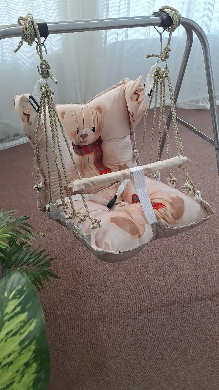 تاب ریلکسی کودک  مخمل چاپی 12طناب طوسی(بدون پایه)